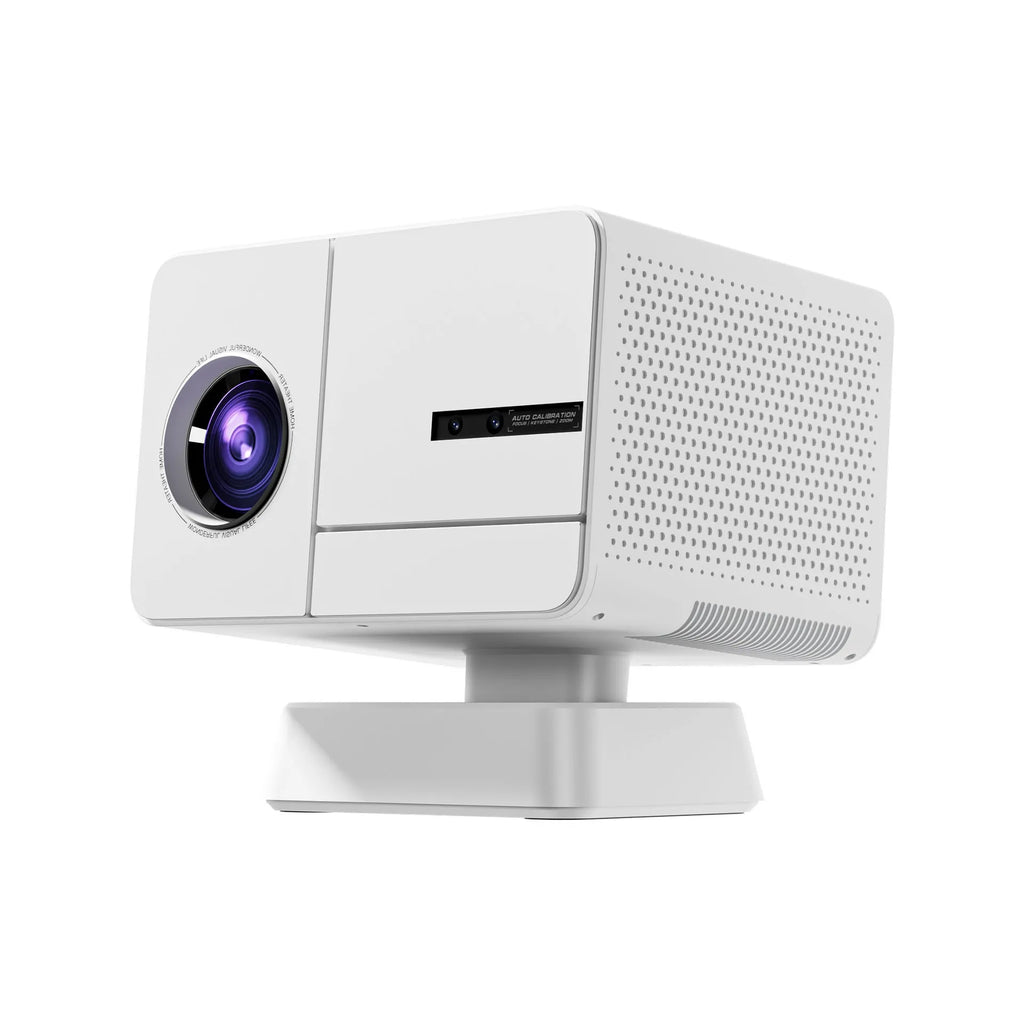 HD 1080p auto focus home projector in black with 400 ANSI brightness for living room use