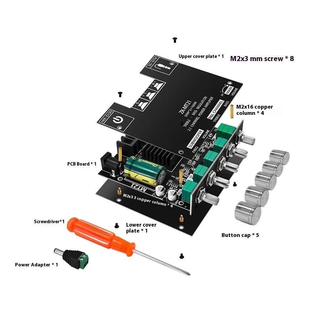 MT21 Bluetooth digital amplifier board PCB with 324 communication interface for DIY subwoofer speaker project