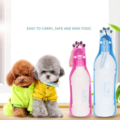 Portable pet cup drinker in pink, 600ML capacity, with one-hand operation for easy pet hydration