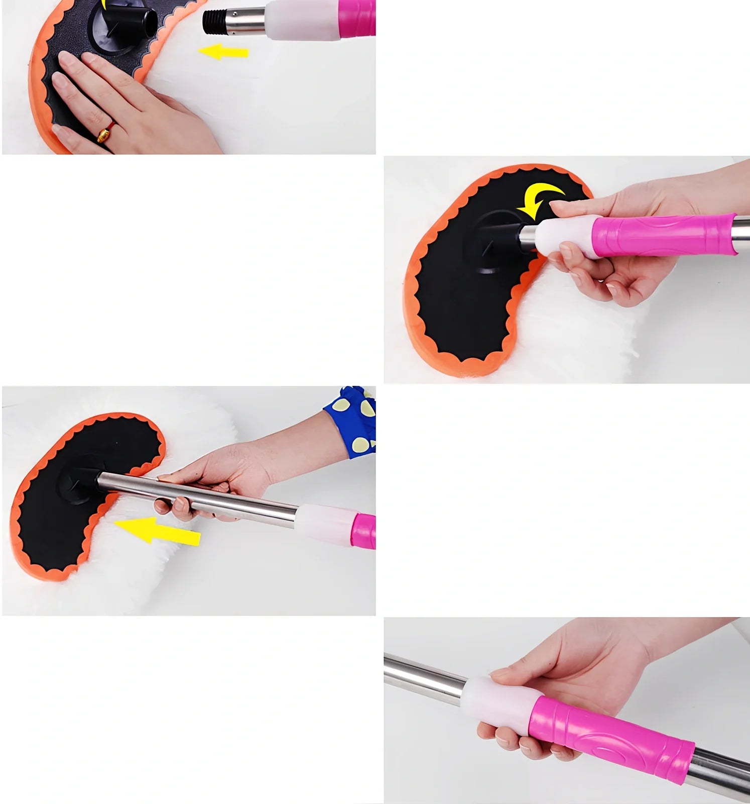 Extendable car wash brush with milk silk bristles and aluminum pole for vehicle cleaning