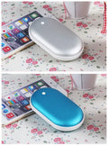 Macaron USB charging hand warmer power bank in aluminium alloy casing with double-sided heating and indicator light