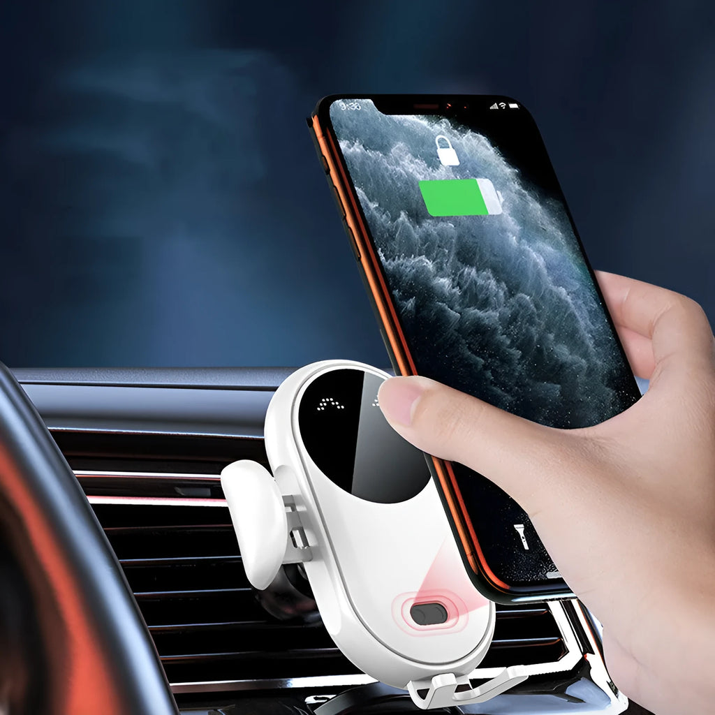 Intelligent infrared sensor car wireless charger with TypeC interface, black and white options