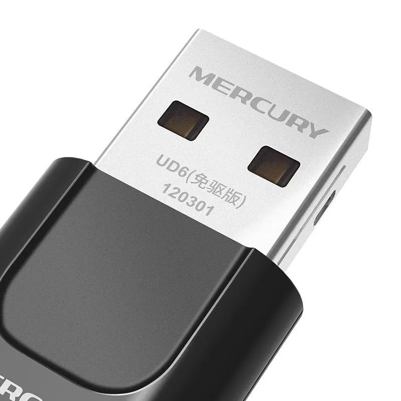 Mercury USB wireless network card with drive-free design, 2.4G 802.11n, 150Mbps/300Mbps/650Mbps speed options