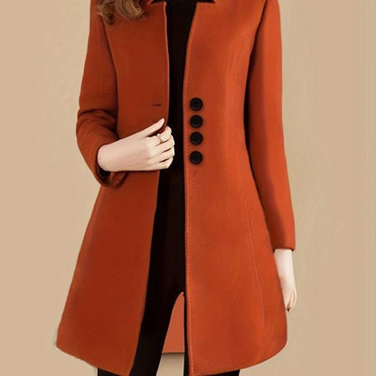 Women's slim-fit modal coat with rabbit fur fabric in army green colour, showing 40cm short length and Korean style cut