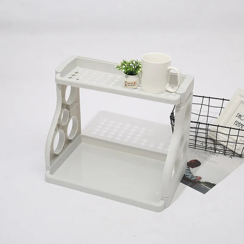 Foldable kitchen storage rack in one of five colours including pink, apricot, light grey, coffee or white