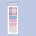 Set of eight colourful plaid and solid-colour memo pads, each with sticky notes measuring 67mm by 200mm.