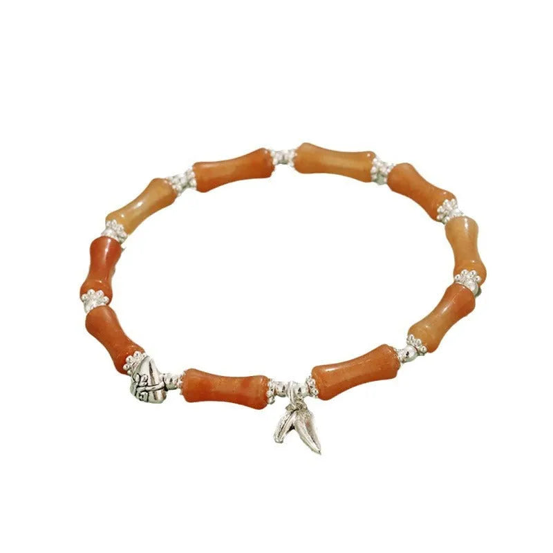 Women's green aventurine huang dongling olivine white jade stone bracelet with electroplated metal