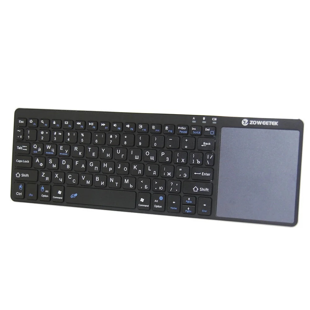 Zoweetek K12BT-1 Mini Wireless Bluetooth Keyboard with multi-touch touchpad for Smart TVs, PCs, and Android devices