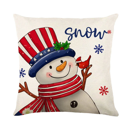 Cozy Christmas pillow covers with whimsical snowflake designs in various colors to decorate your home for the holidays.