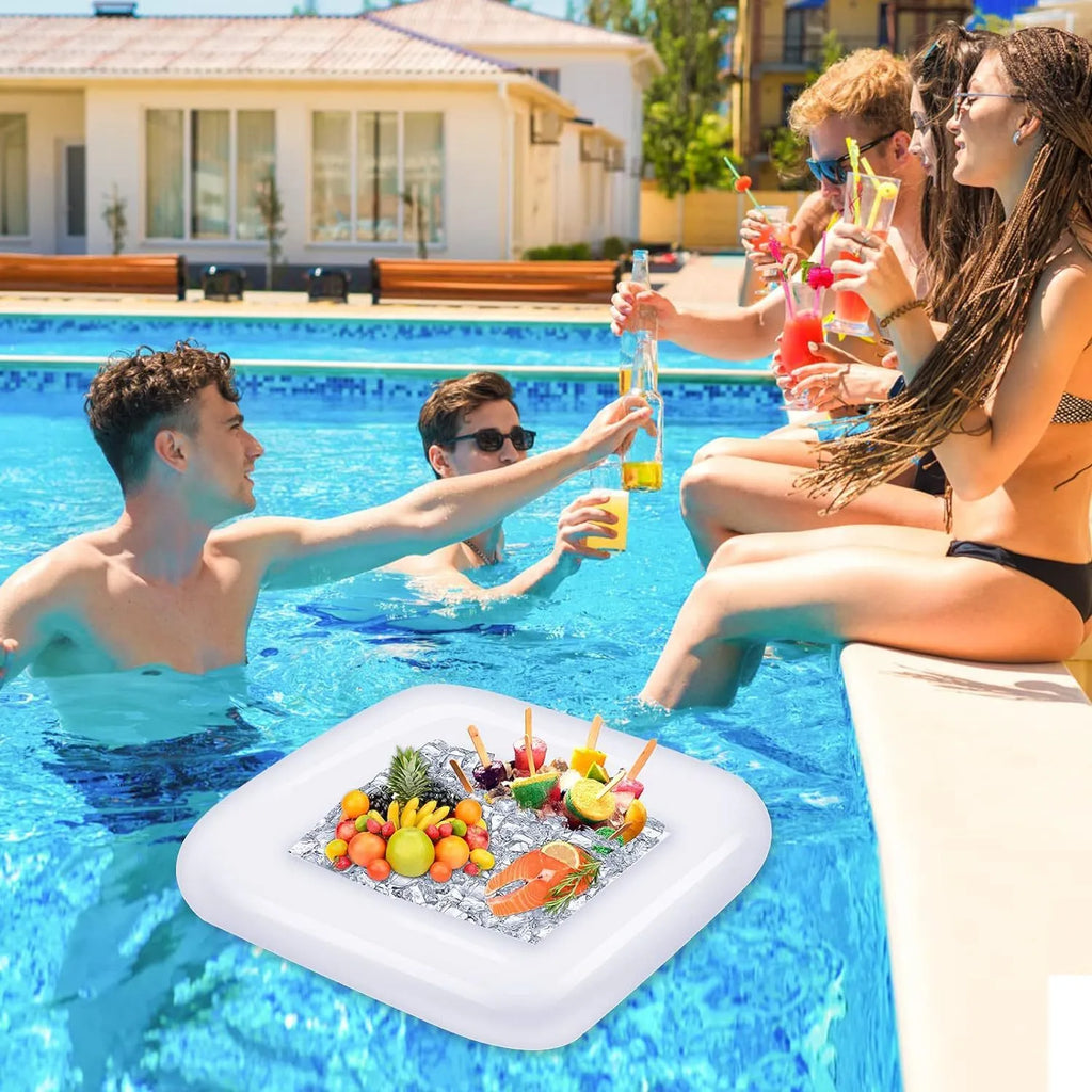 Inflatable PVC ice bar with cup holders and ice bucket accessories for party drink service