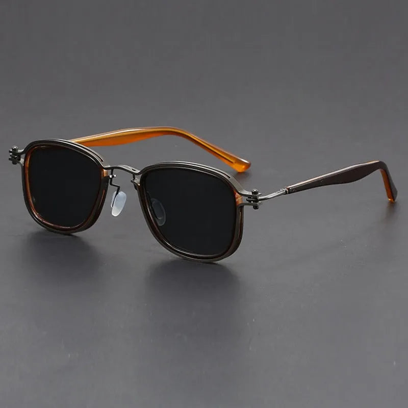 Retro square frame sunglasses with metal and plastic construction in various colour options.