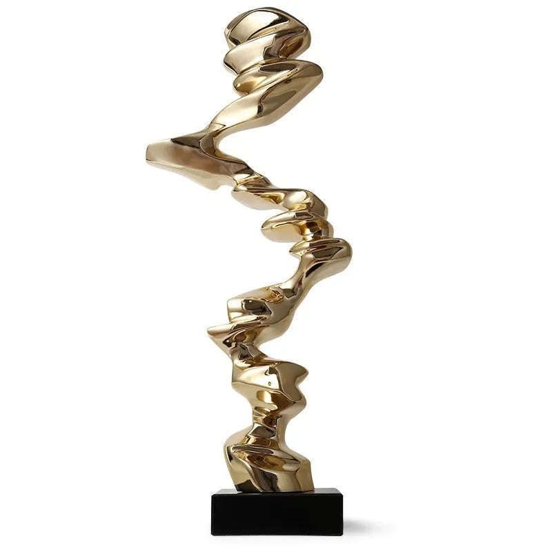 Abstract still life resin sculpture in Ran Ran Rose bright gold, elegant silver or phantom blue for modern decor