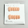 Set of frosted velvet false nails with Cat's Eye and Aurora armour design in short ladder sizes on a card.