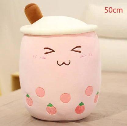 Strawberry Milk Tea Plush Boba Cup Toy in various colours and sizes