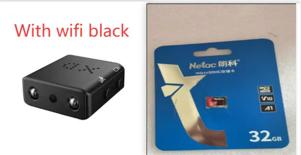 1080P Full HD mini camera with IR-CUT night vision motion detection black