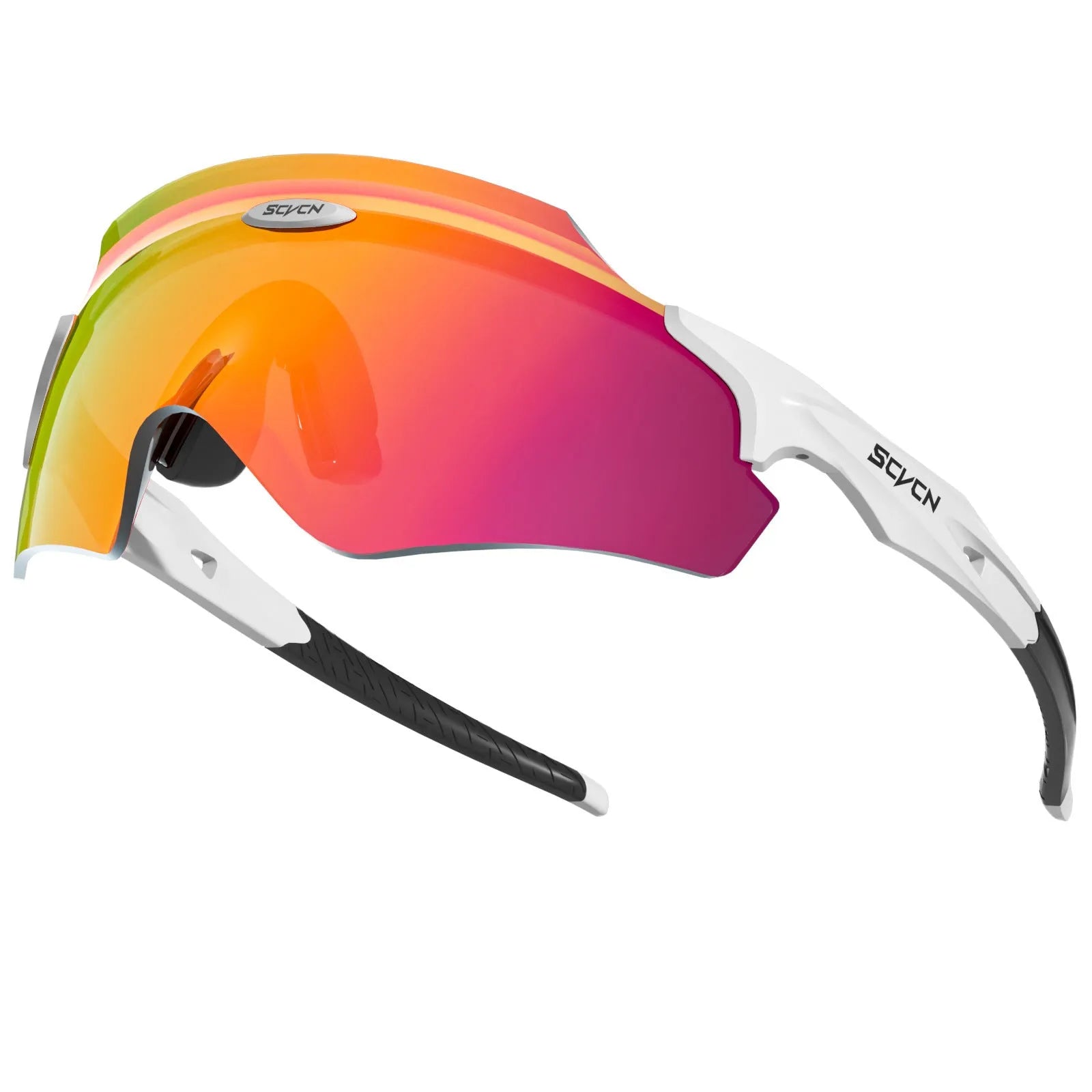 Frameless windproof sports goggles with a colourful integrated lens for cycling and running.
