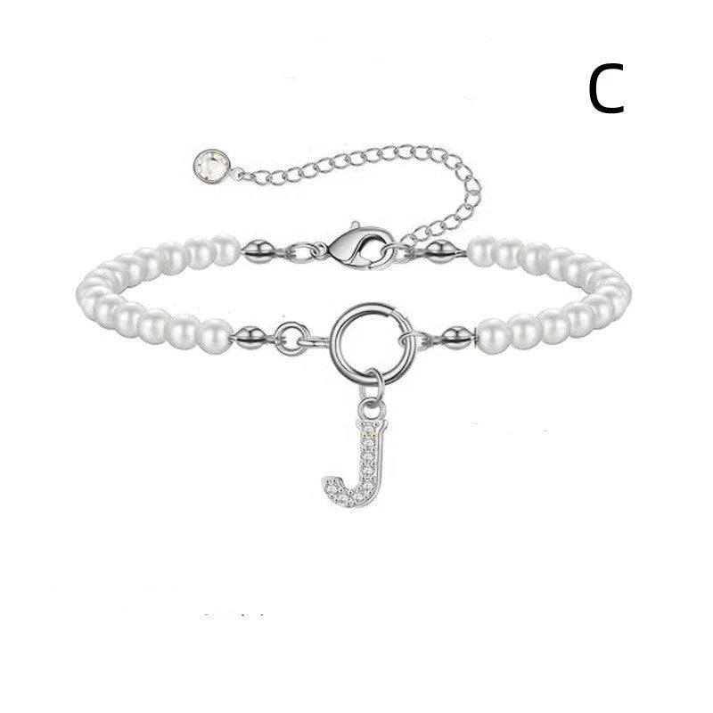 2024 personalised initial pearl bracelet for women with toggle clasp