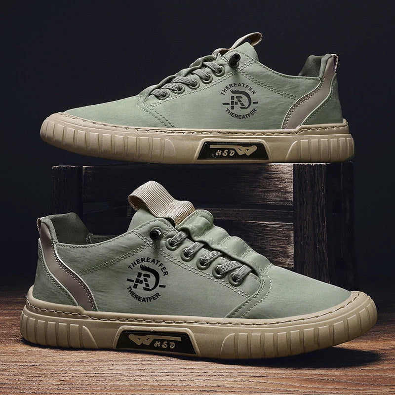 Men's casual canvas shoes in various colours, featuring breathable mesh lining and rubber soles.