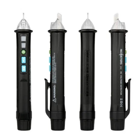 Black intelligent test pencil with sensor tip for voltage detection and automatic shut-off feature