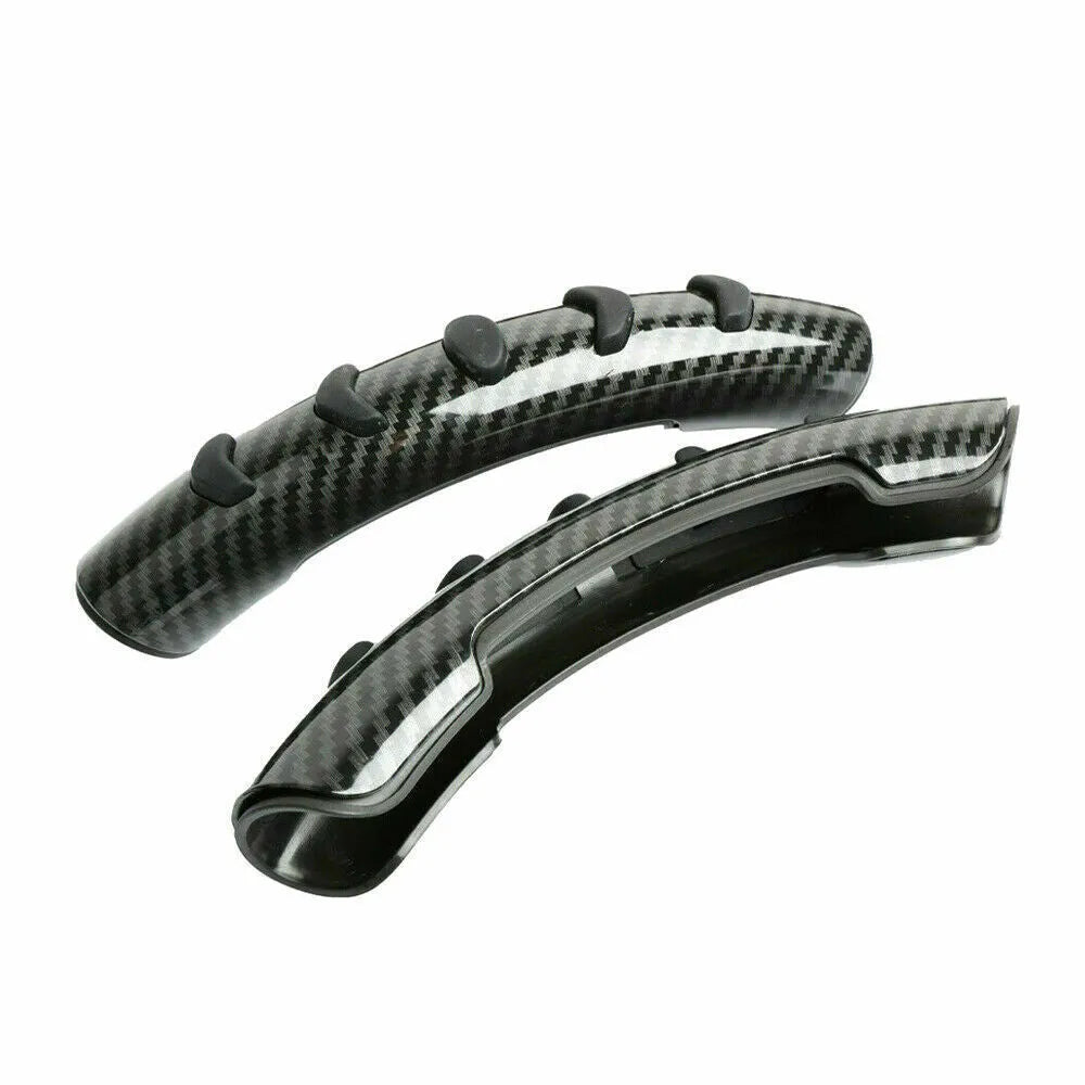 Carbon fibre black woven anti-slip sleeve for a 38cm car steering wheel.