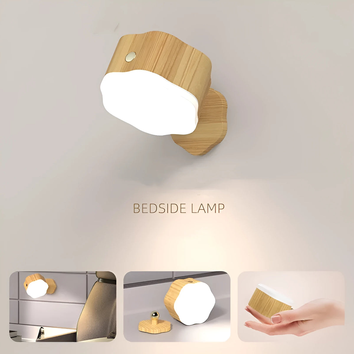 Creative touch lamp rotatable magnetic wall lamp small night lamp 3W black wood grain