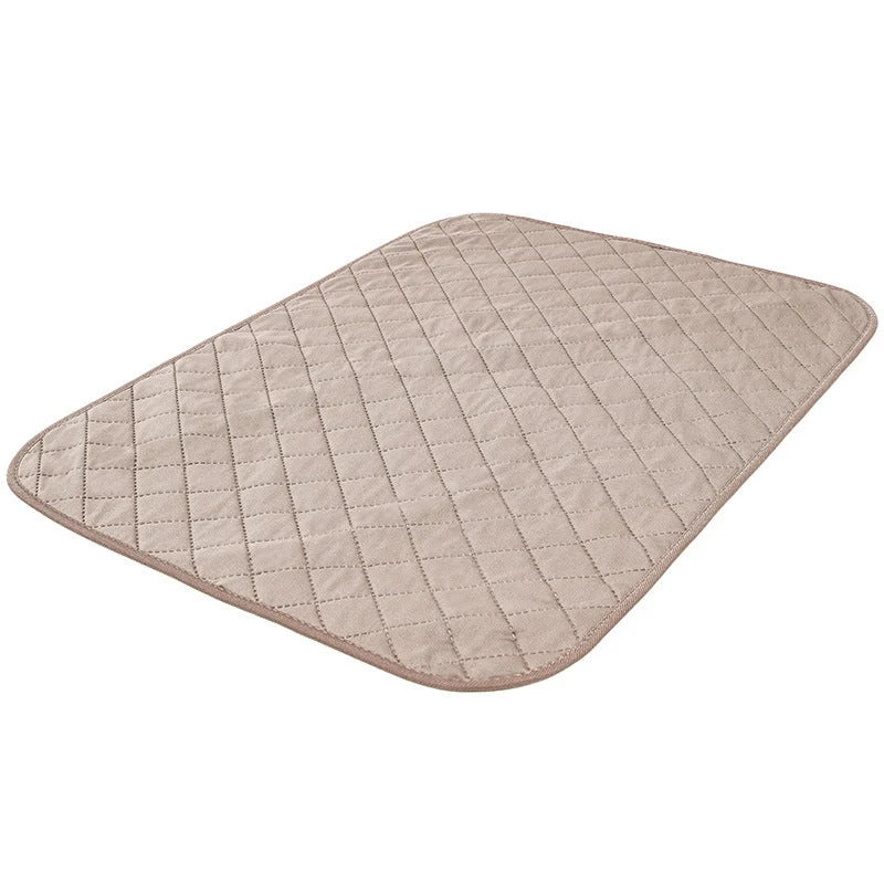 Natural Bamboo Fiber Pet Training Pad in green and beige, sizes S, M, L