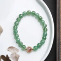Green strawberry quartz hand-woven bracelet with 7.5mm beads and Chinese auspicious patterns