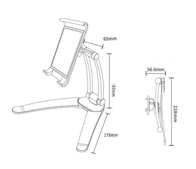 Silver aluminium alloy desktop tablet stand holding a tablet at an adjustable angle