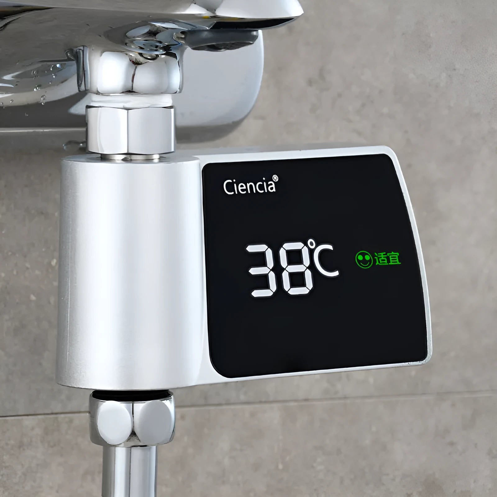 Plastic visual shower faucet water thermometer with no power consumption in black colour
