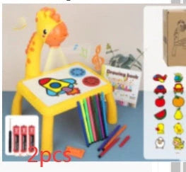 Children's magnetic projection drawing board with music function in blue and pink