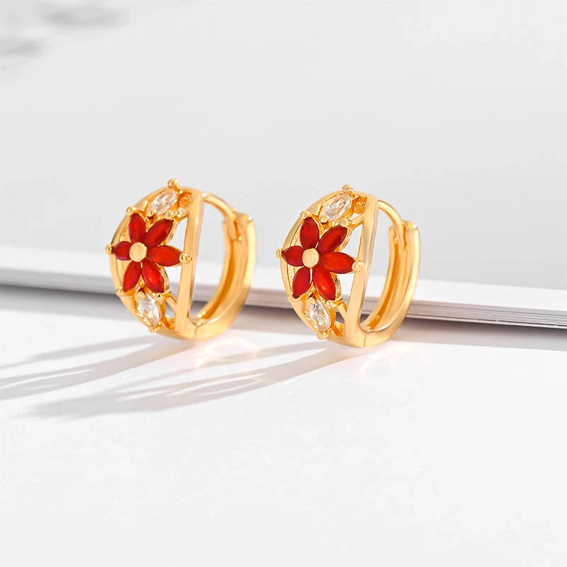 Gold-plated square crystal zircon earrings for women, versatile and elegant design