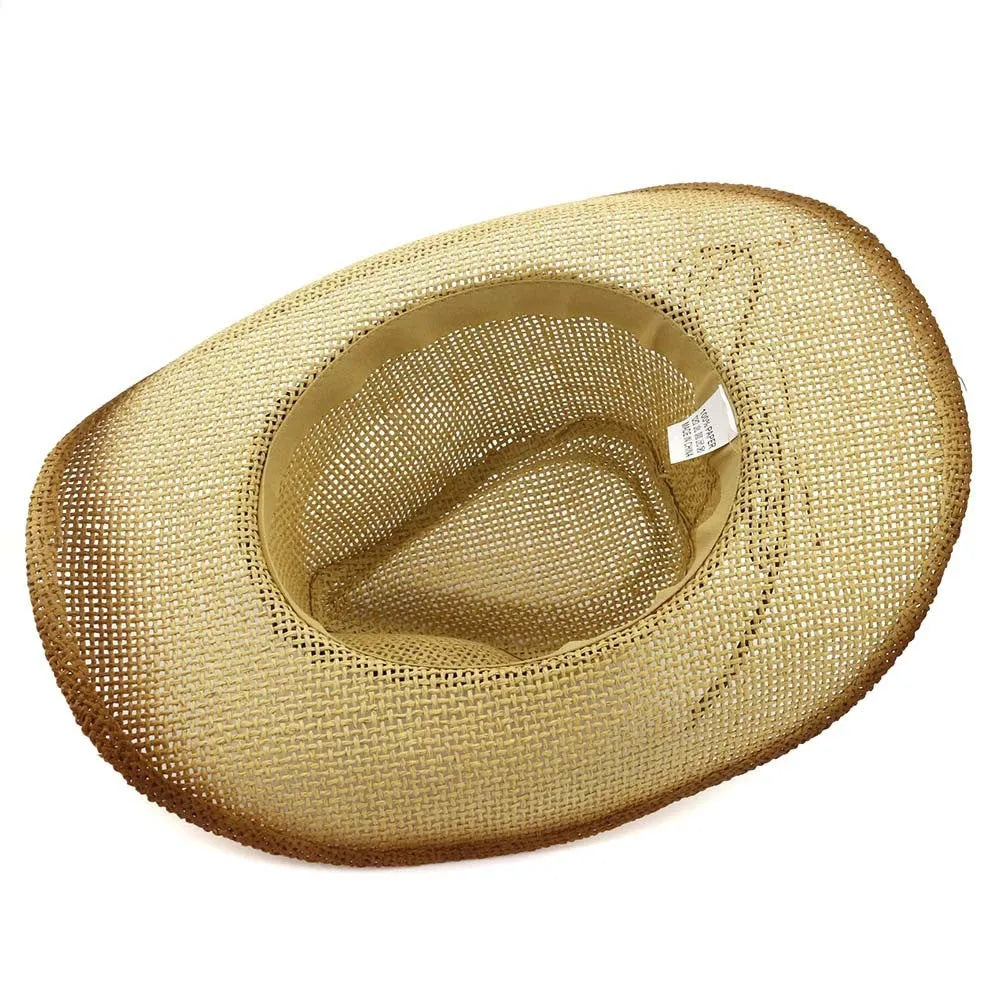 Paper material Western cowboy hat with bell crown in khaki colour