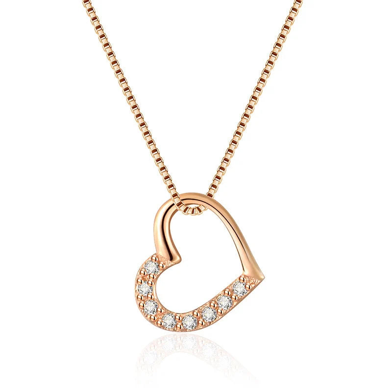 S925 sterling silver love heart pendant necklace in gold colour