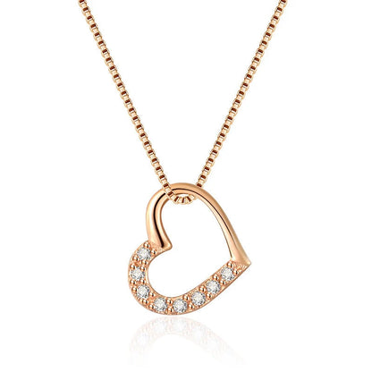 S925 sterling silver love heart pendant necklace in gold colour