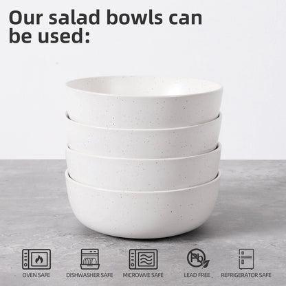 Set of 4 ceramic kitchen bowls, 27oz each, in grey and white, microwave and oven safe