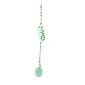 Colourful cat toy with inflatable ball and bell stick hanging from suction cup on door