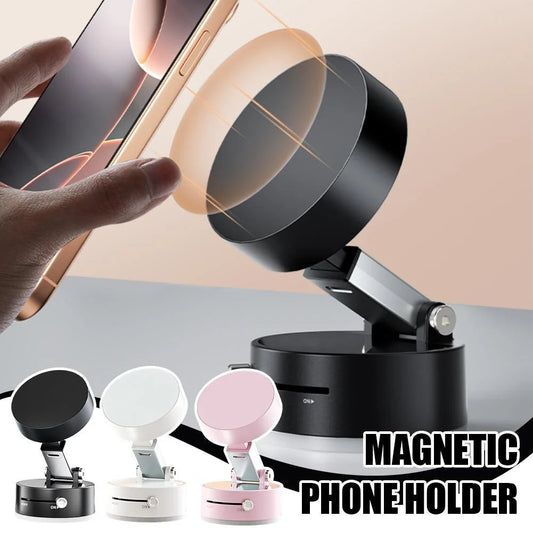 Foldable magnetic vacuum car phone holder in various colours