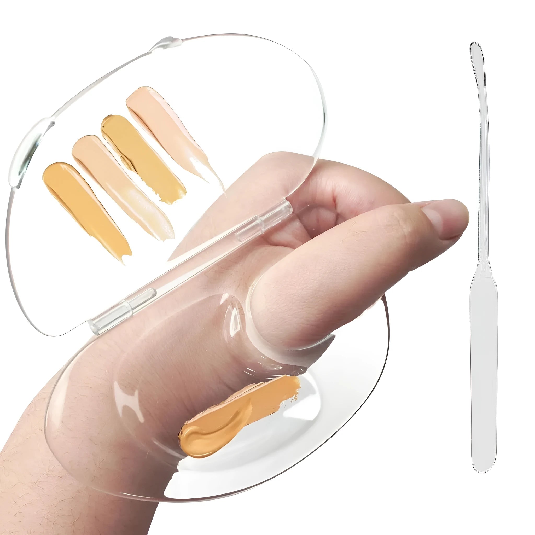 Transparent acrylic makeup mixing palette with storage groove and buckle closure