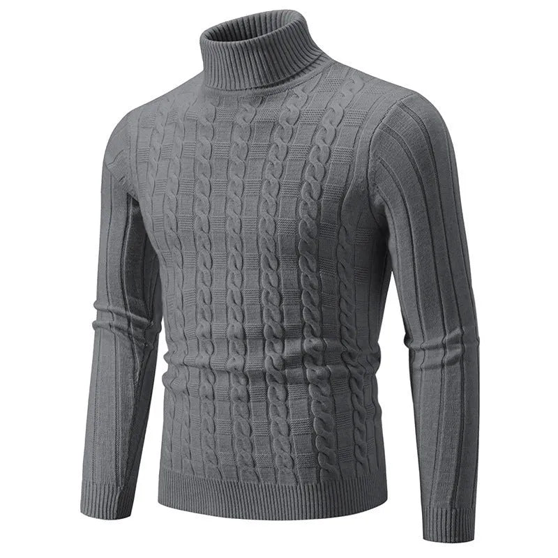 Men's slim fit chenille turtleneck pullover in multiple colours showing contemporary design