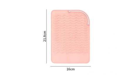 Silicone heat-proof mat for hair styling tools in pink, green, dark blue, or grey