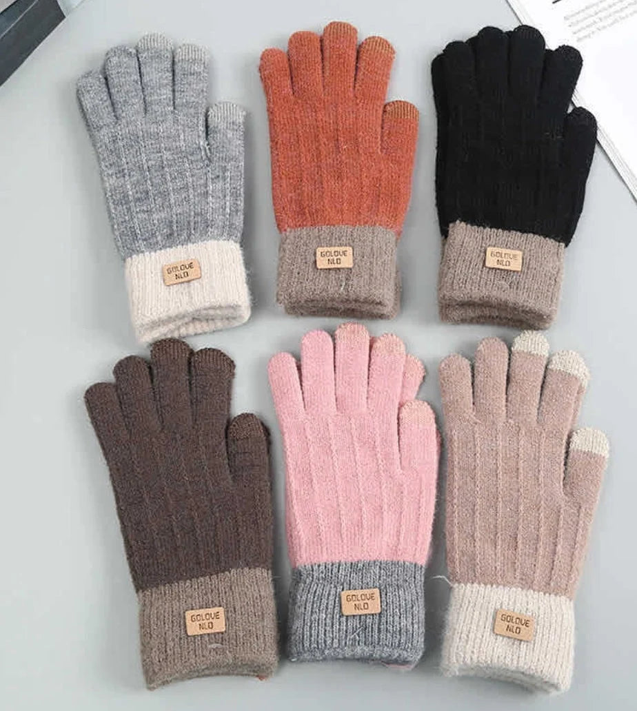 Winter mittens with embroidered stripes in various colours for warmth and style