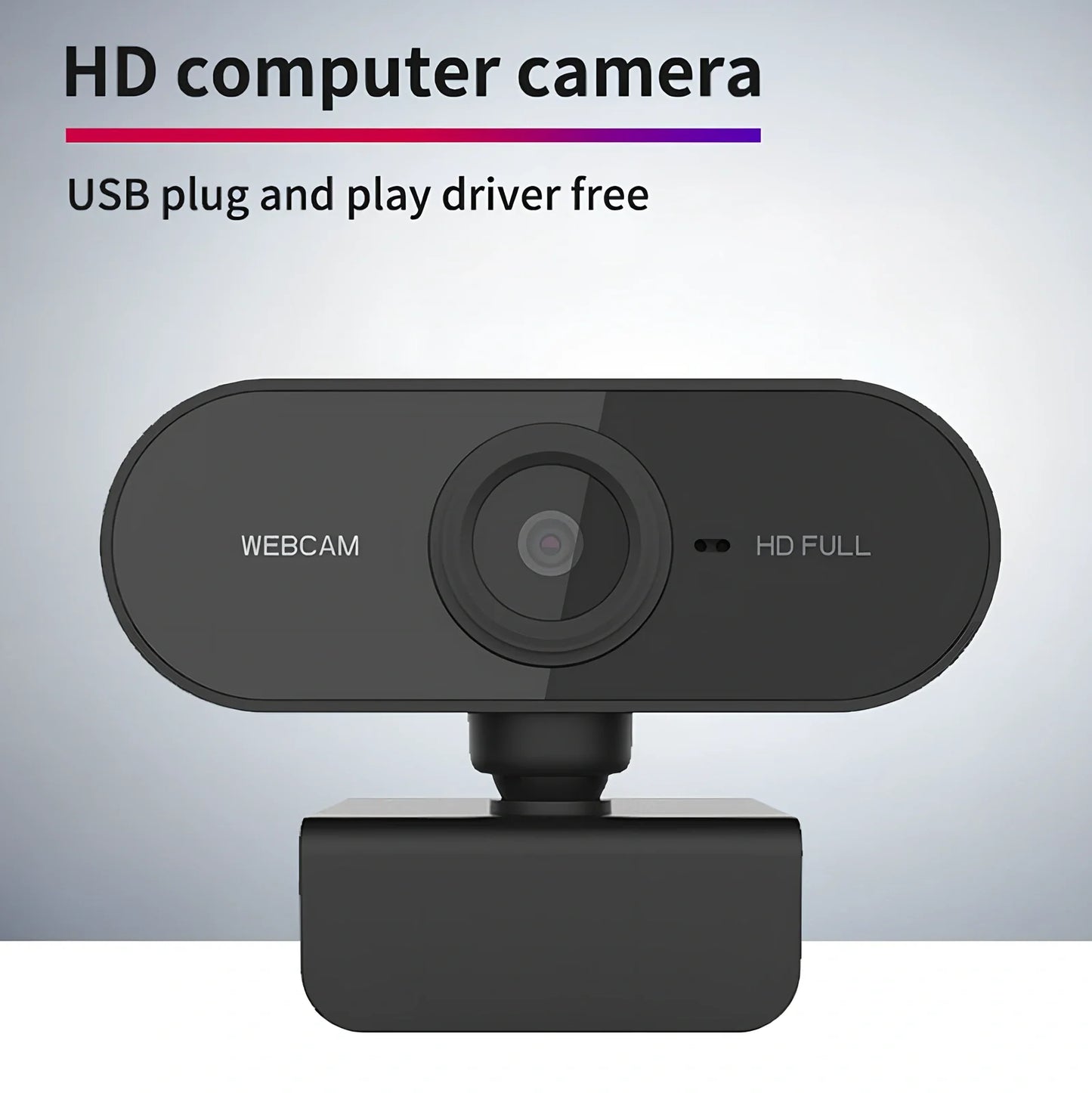 1080P USB webcam with rotatable cameras and built-in microphone in black
