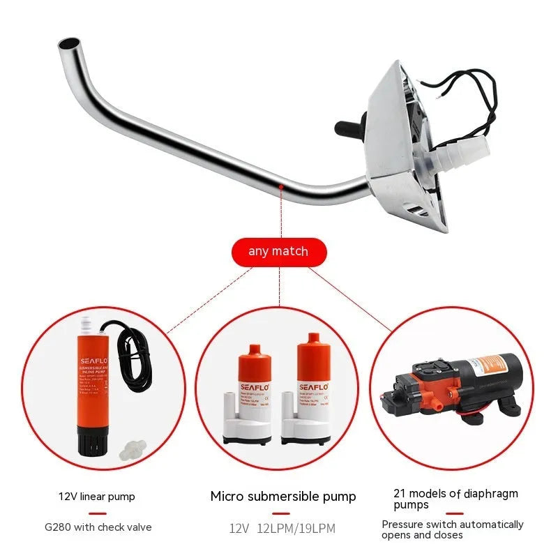 Electronic control rotating RV faucet with mirror polished stainless steel finish