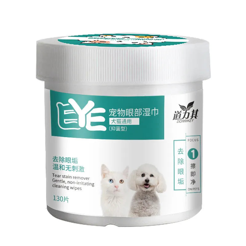 130 pre-moistened pet eye wipes for dogs and cats tear stain removal