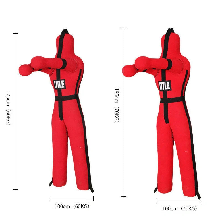 Black humanoid punching bag with explosion-proof space leather for martial arts training