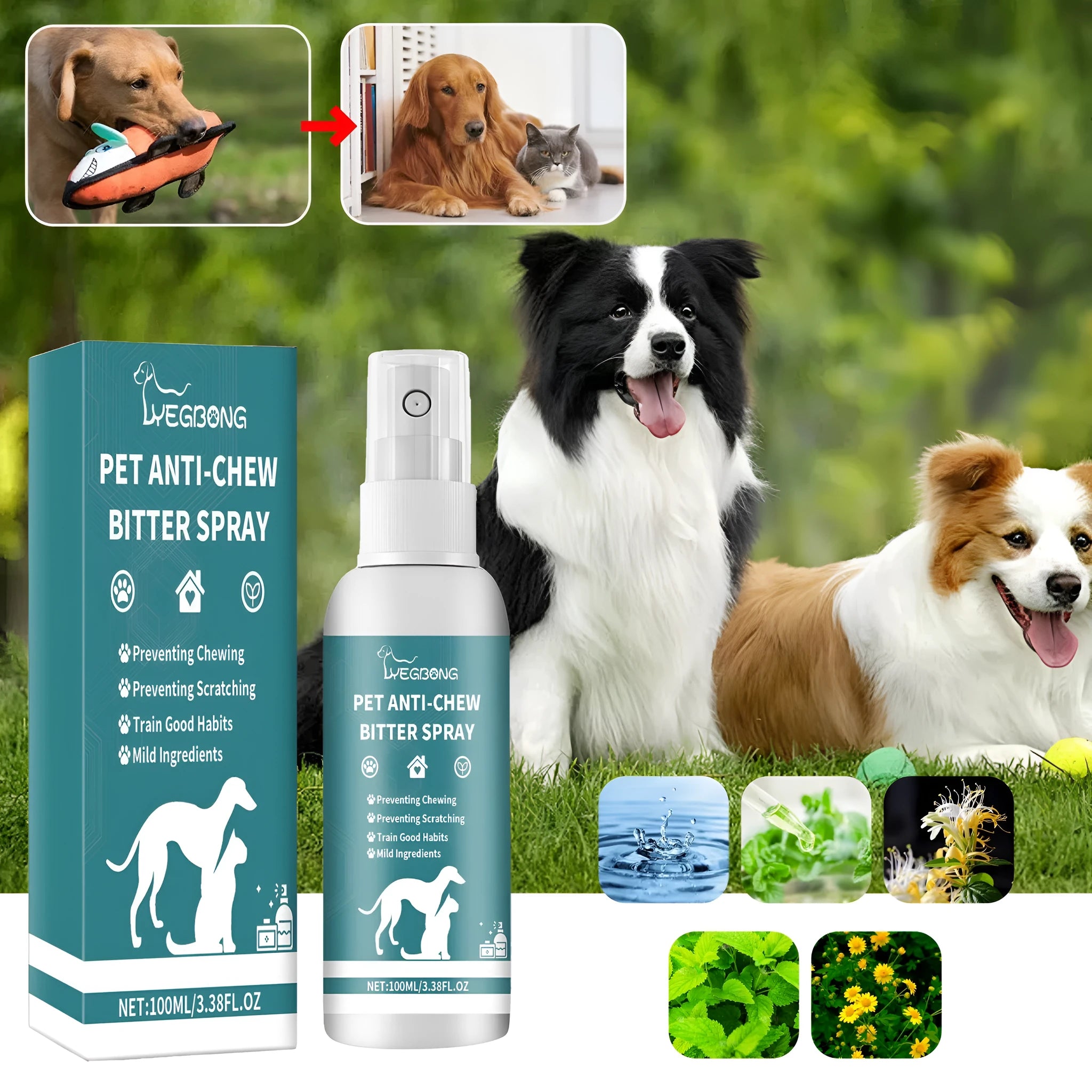 100ml pet correction chewing spray bottle for dog and cat scratching deterrent