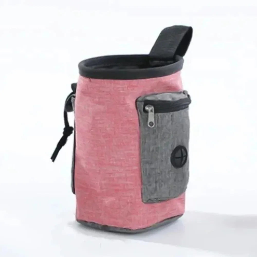 Waterproof pet training waist bag with adjustable belt and multiple pockets in blue colour