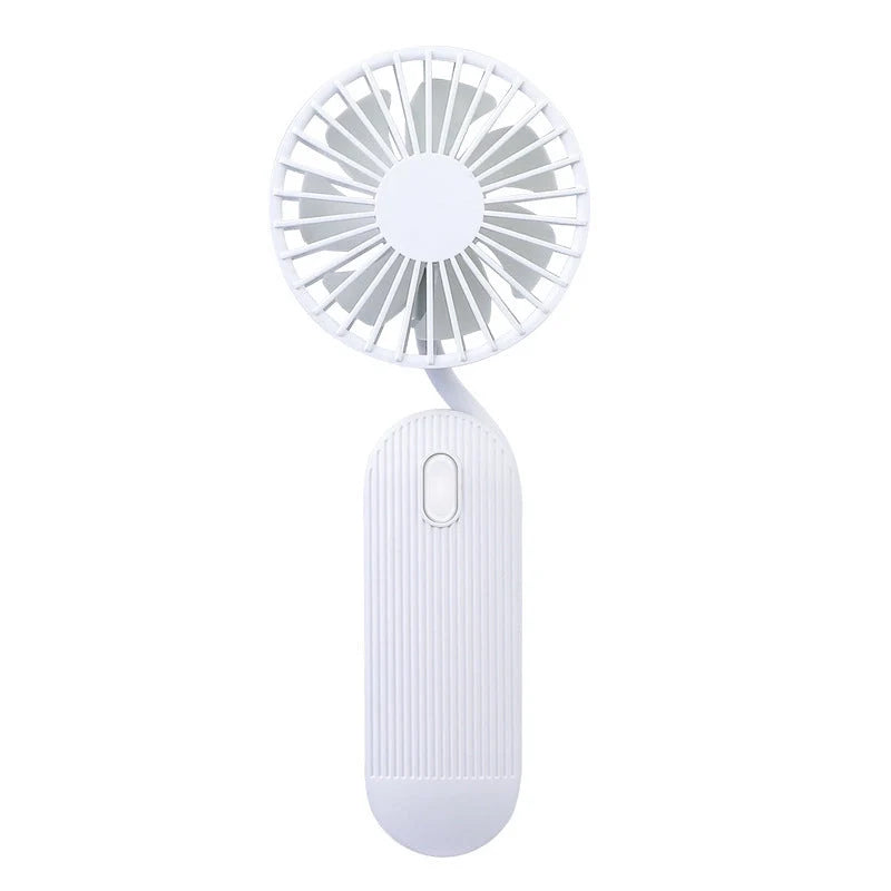 Rechargeable handheld fan with adjustable neck strap and silent operation