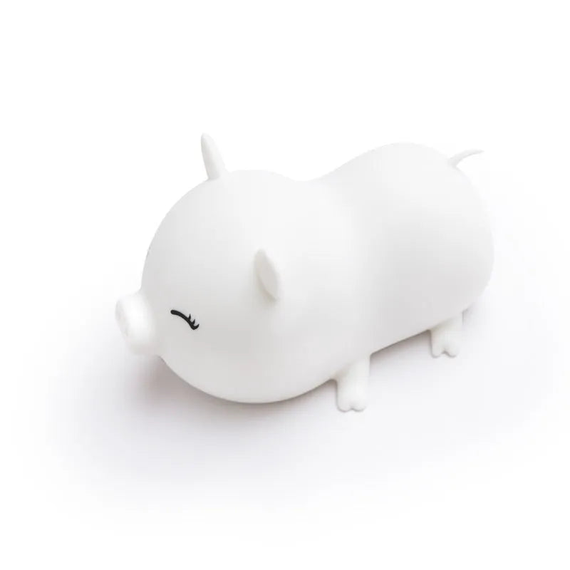 Dudu pig cartoon plastic night light with silicone shade emitting warm yellow and colourful LED glow