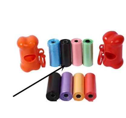 Six colourful dog poop bags for hygienic waste cleanup, size 22.5 * 30 cm